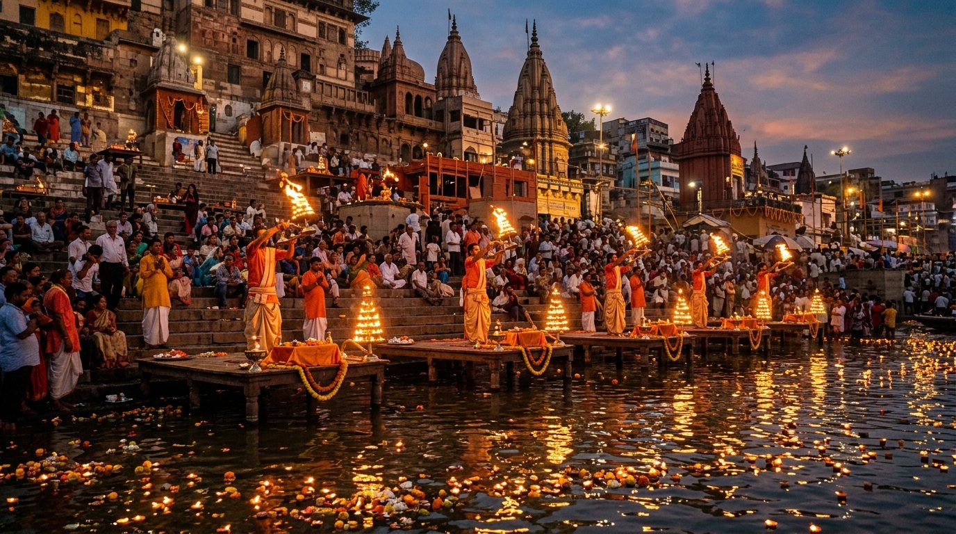 Evening Ganga Aarti Darshan at Ghats